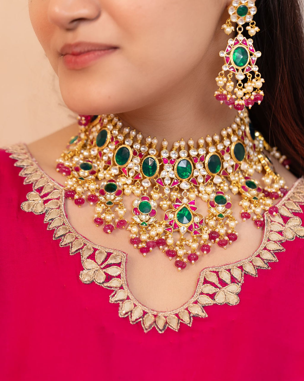 Royal Kundan Bridal Necklace Set with Earrings & Maang Tikka