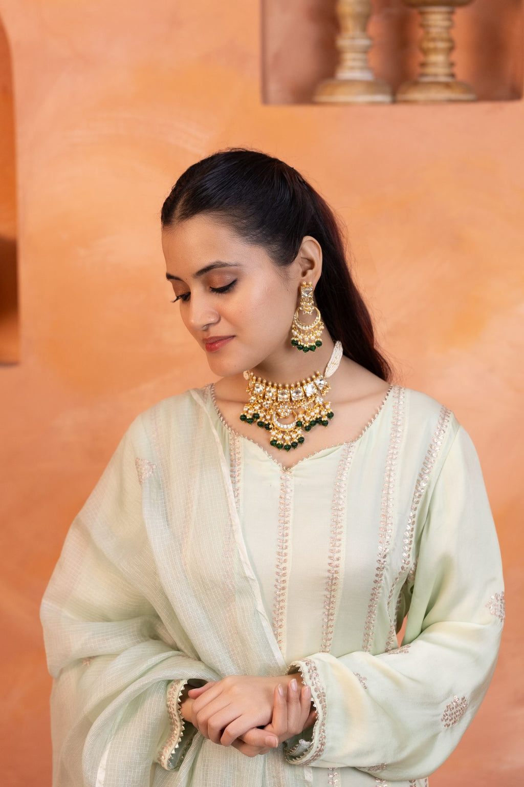 Premium Designer Choker Necklace Set with Earrings