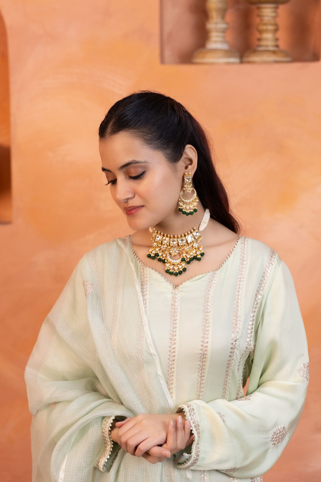 Premium Designer Choker Necklace Set with Earrings