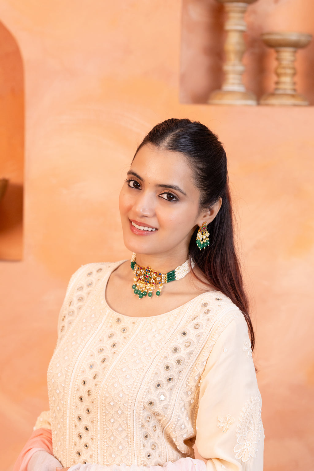 Minimal Elegant Choker Necklace Set with Earrings