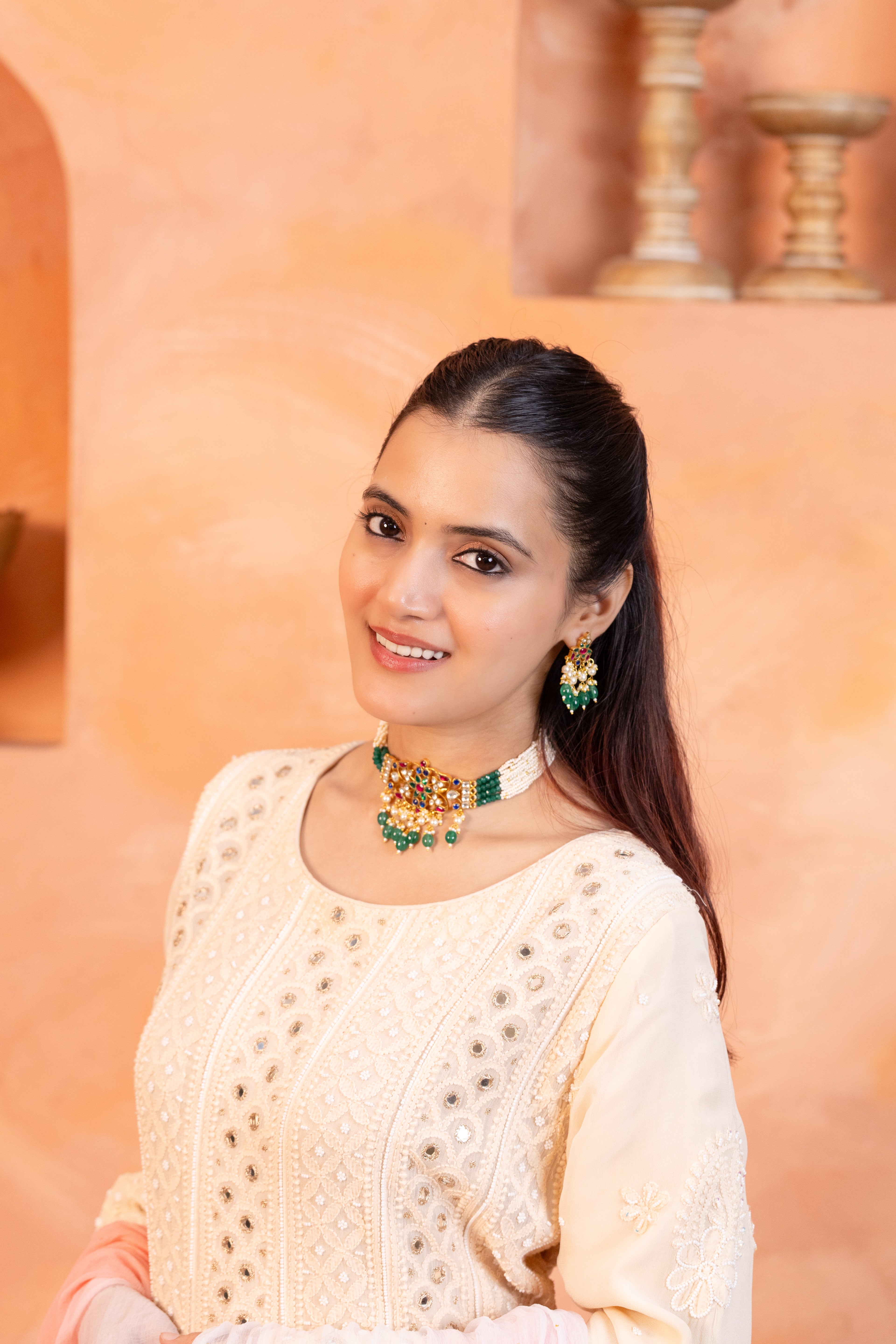 Minimal Elegant Choker Necklace Set with Earrings