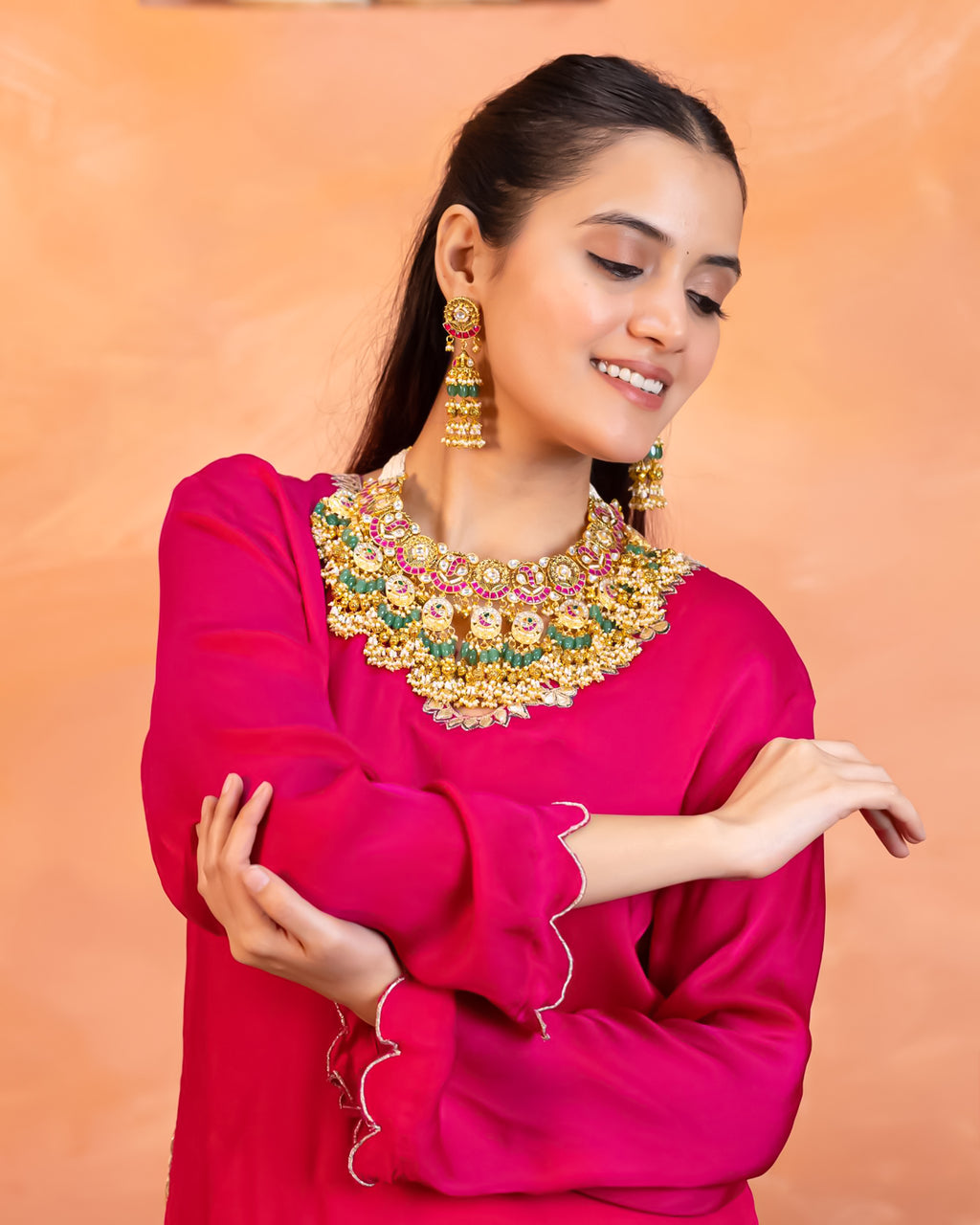 Elegant Gold Plated Choker Necklace Set with Earrings