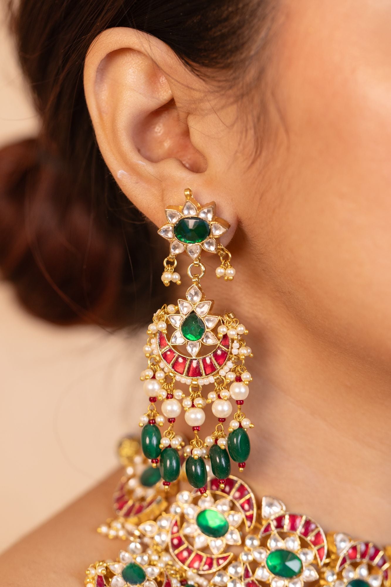 Royal Premium Bridal Necklace Set with Earrings & Tikka