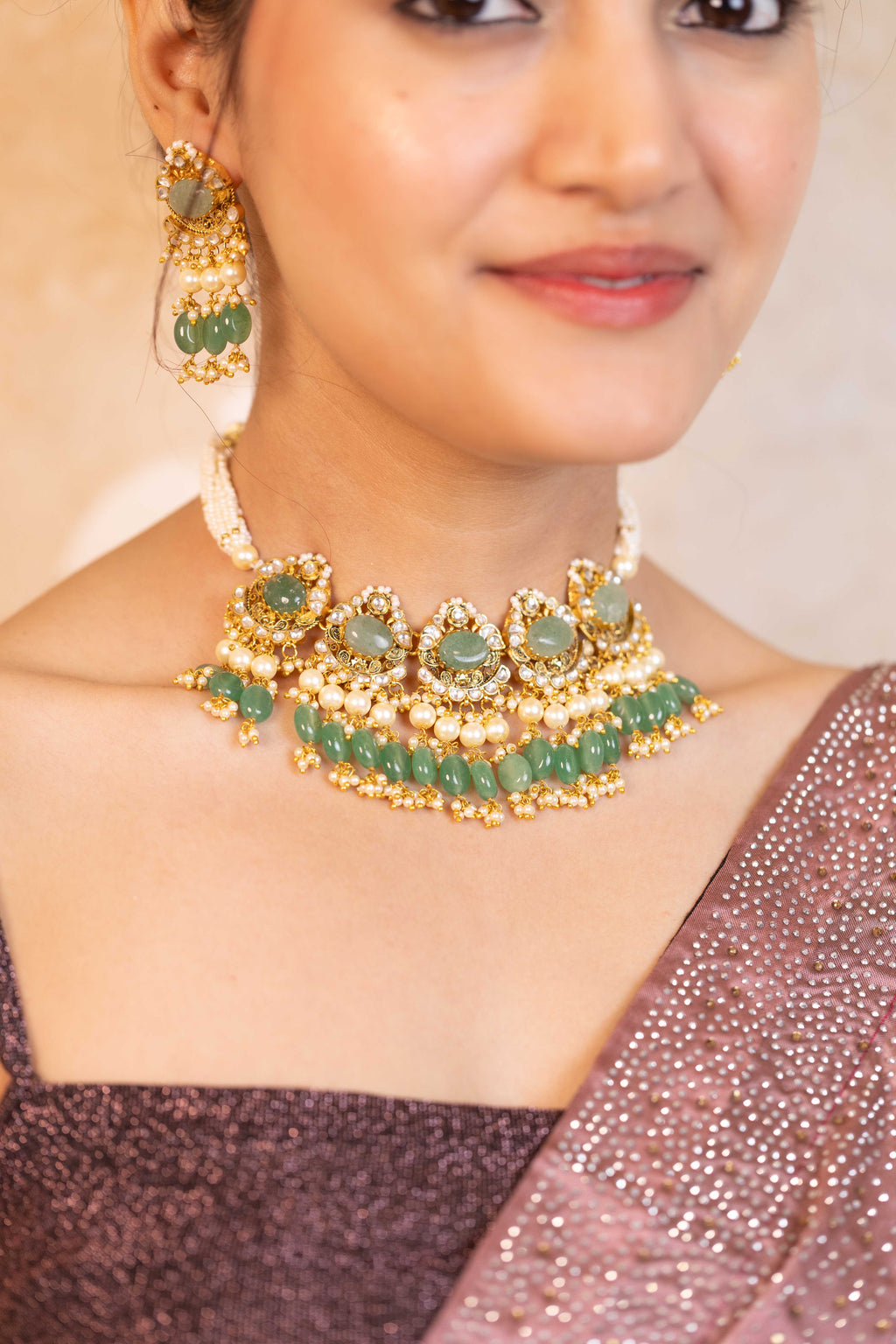 Premium Designer Choker Necklace Set with Earrings