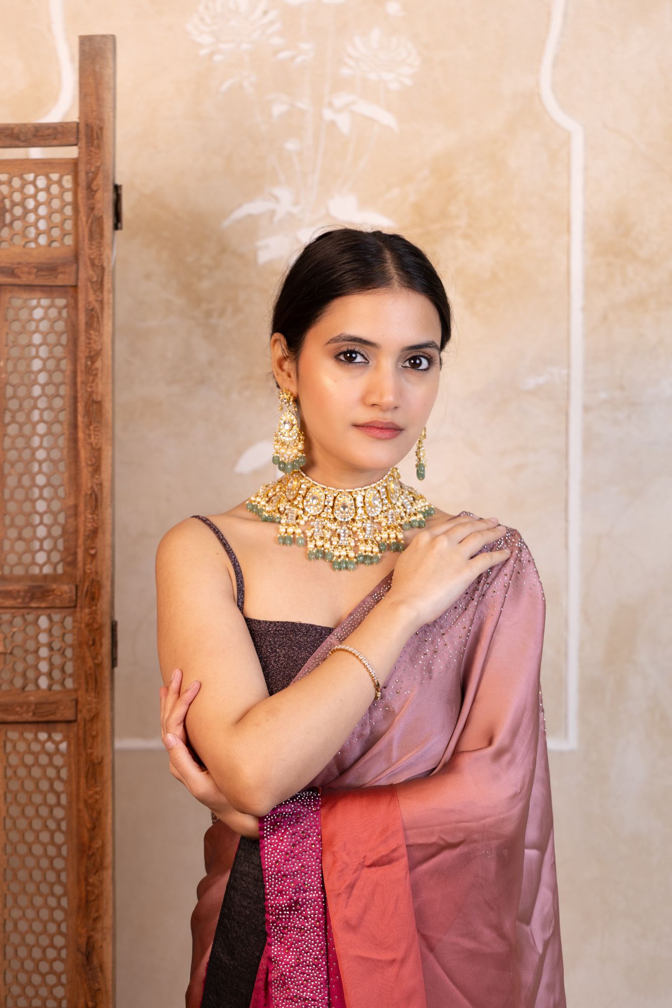 Premium Intricate Choker Necklace Set with Earrings