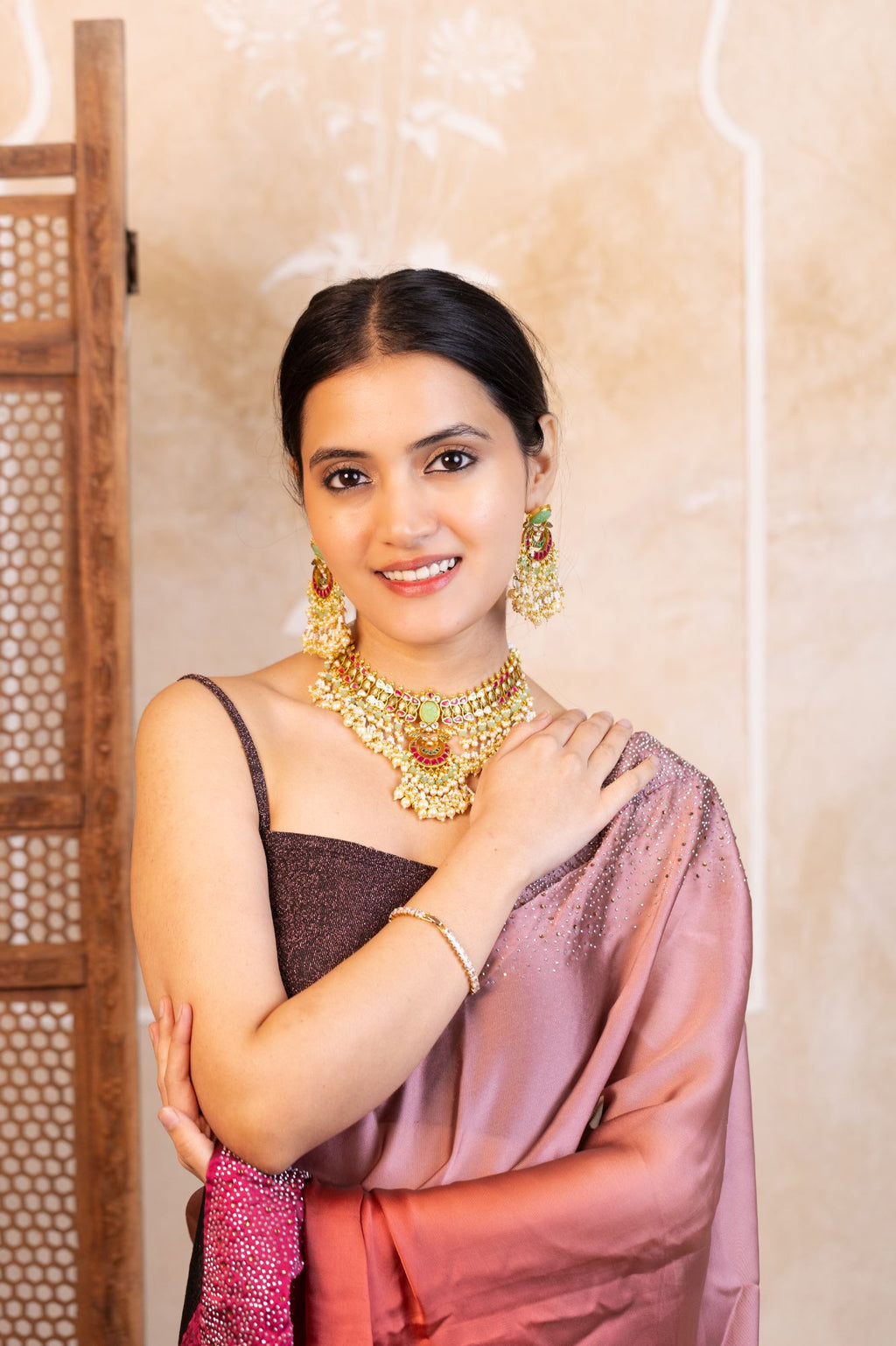 Classic Designer Choker Necklace Set with Earrings
