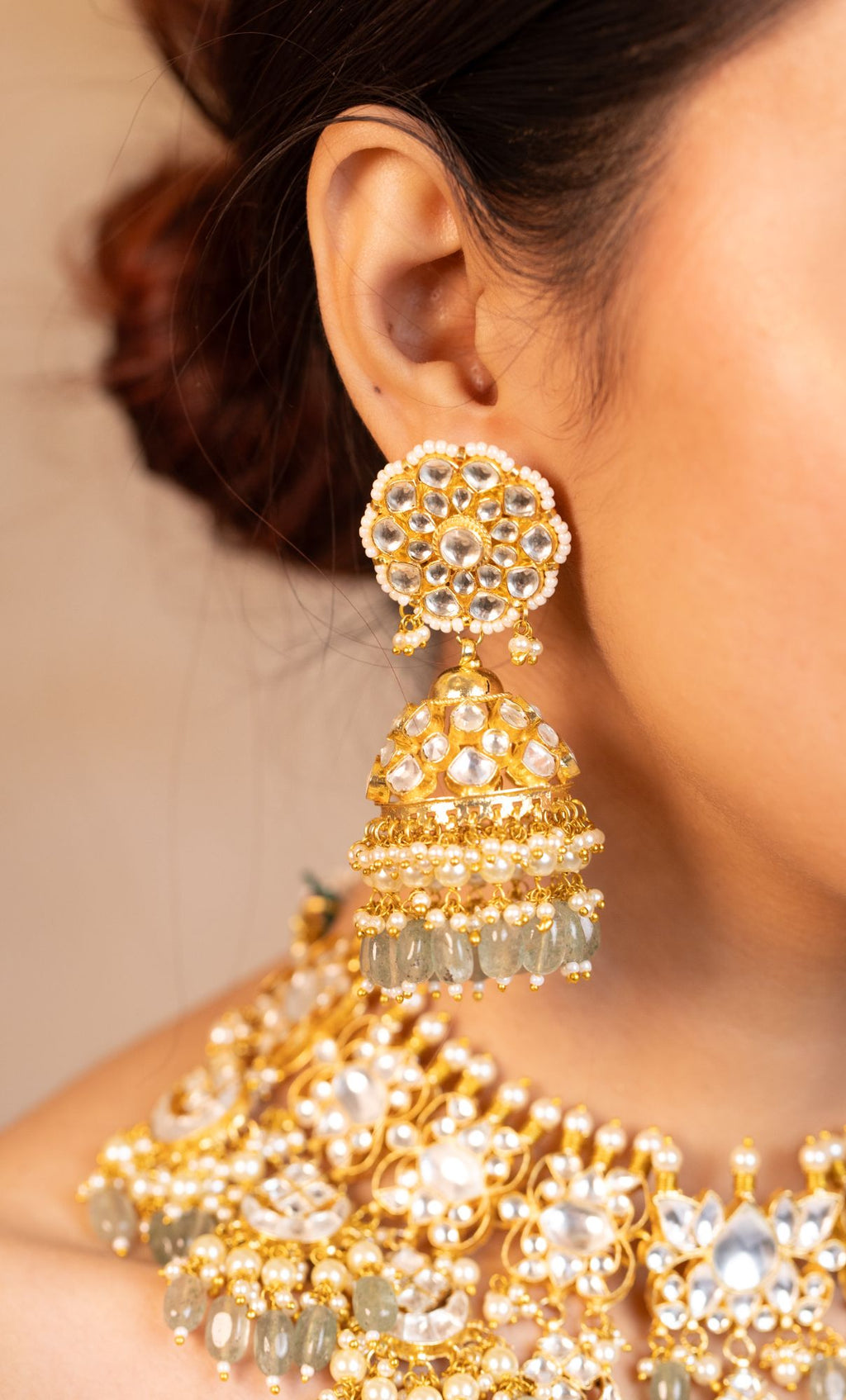 Premium Bridal Kundan Style Necklace Set with Earrings & Tikka