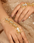 Kundan Hathphool Hand Harness, Gold-Tone Pearl Bridal Hand Jewelry