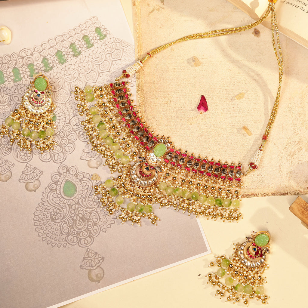 Classic Designer Choker Necklace Set with Earrings