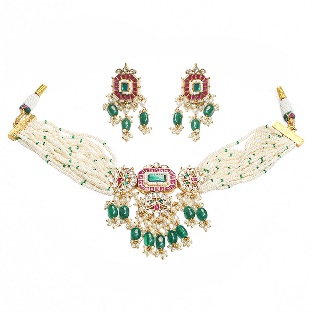 Classic Elegant Choker Necklace Set with Earrings