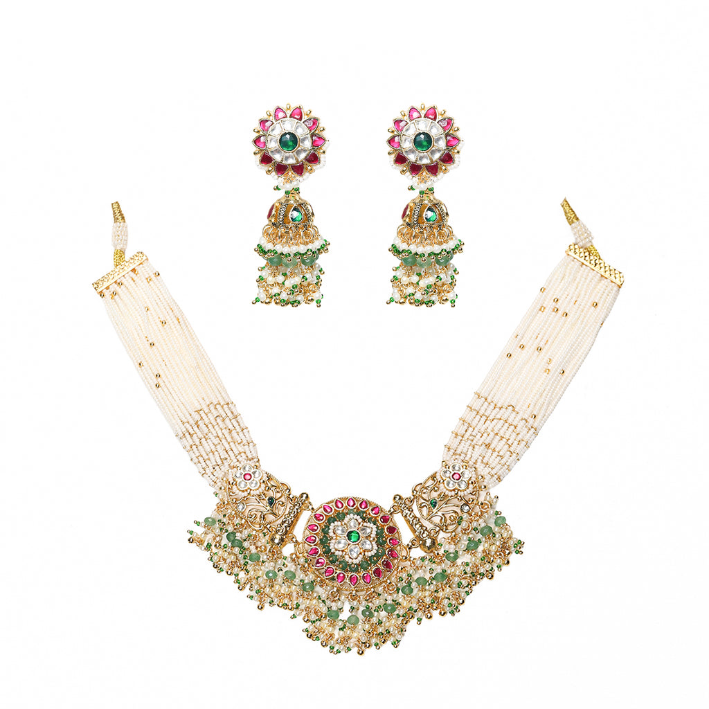 Premium Intricate Choker Necklace Set with Earrings
