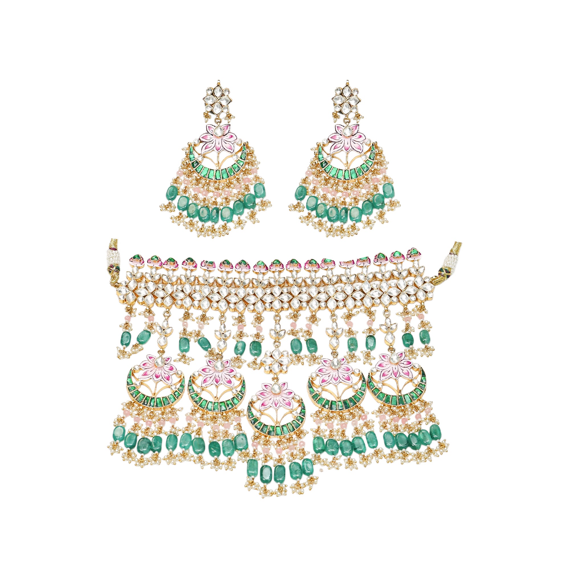 Royal Statement Choker Necklace Set with Earrings