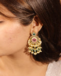Traditional Kundan Earrings, Ethnic Indian Jewelry for Weddings Earrings with Multi-Color Stones