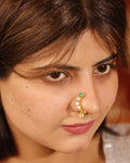 Traditional Kundan Nose Pin Clip On, Gold-Toned Wedding Jewelry