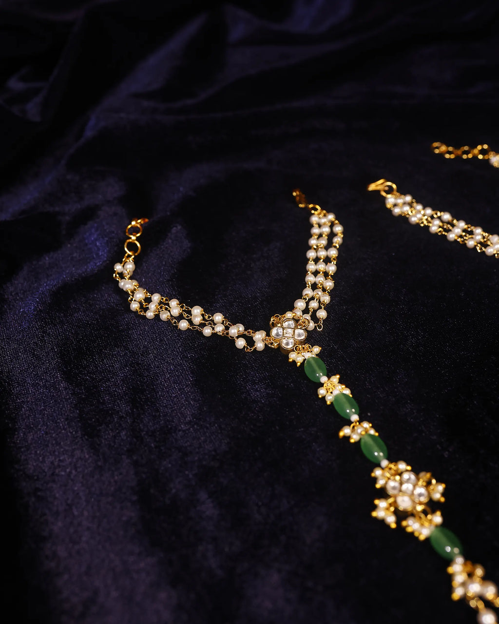 Traditional Kundan Hathphool Hand Harness, Indian Bridal Pearl Stone Hand Accessory