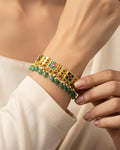 Handmade Gold Plated Kundan Meenakari Bracelet, Traditional Indian Bridal Jewelry