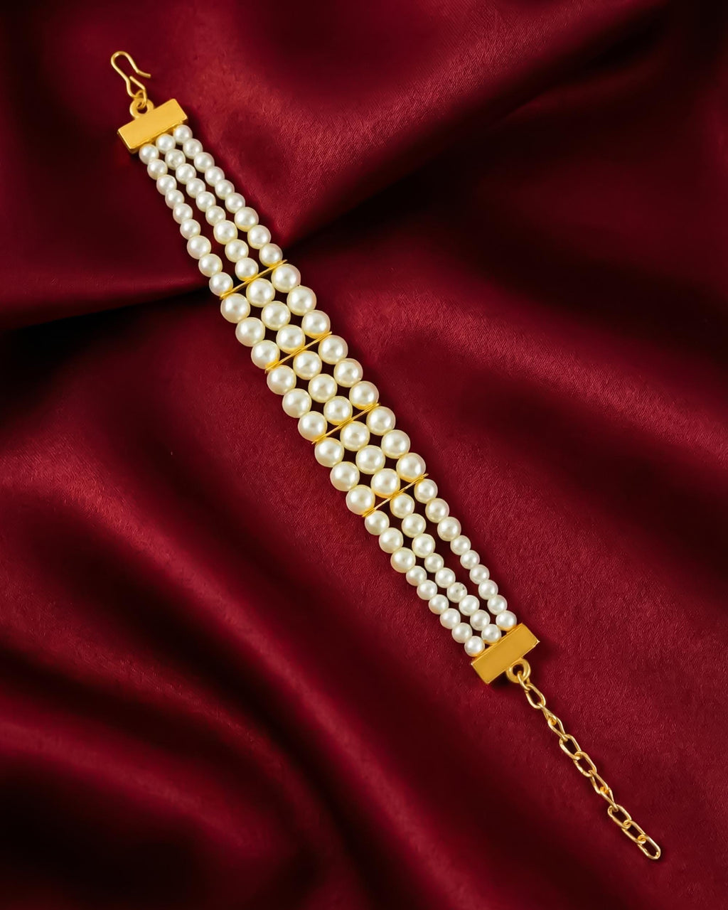 Multi Strand Ivory Pearl Bracelet, Gold Plated, Elegant Bridal Wedding Jewelry