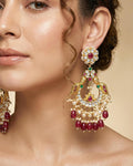 Bridal chandbali Royal Peacock Chandbali Earrings: Pachi Kundan, Ruby Tumbled Beads, Bridal Indian Wedding Jewelry