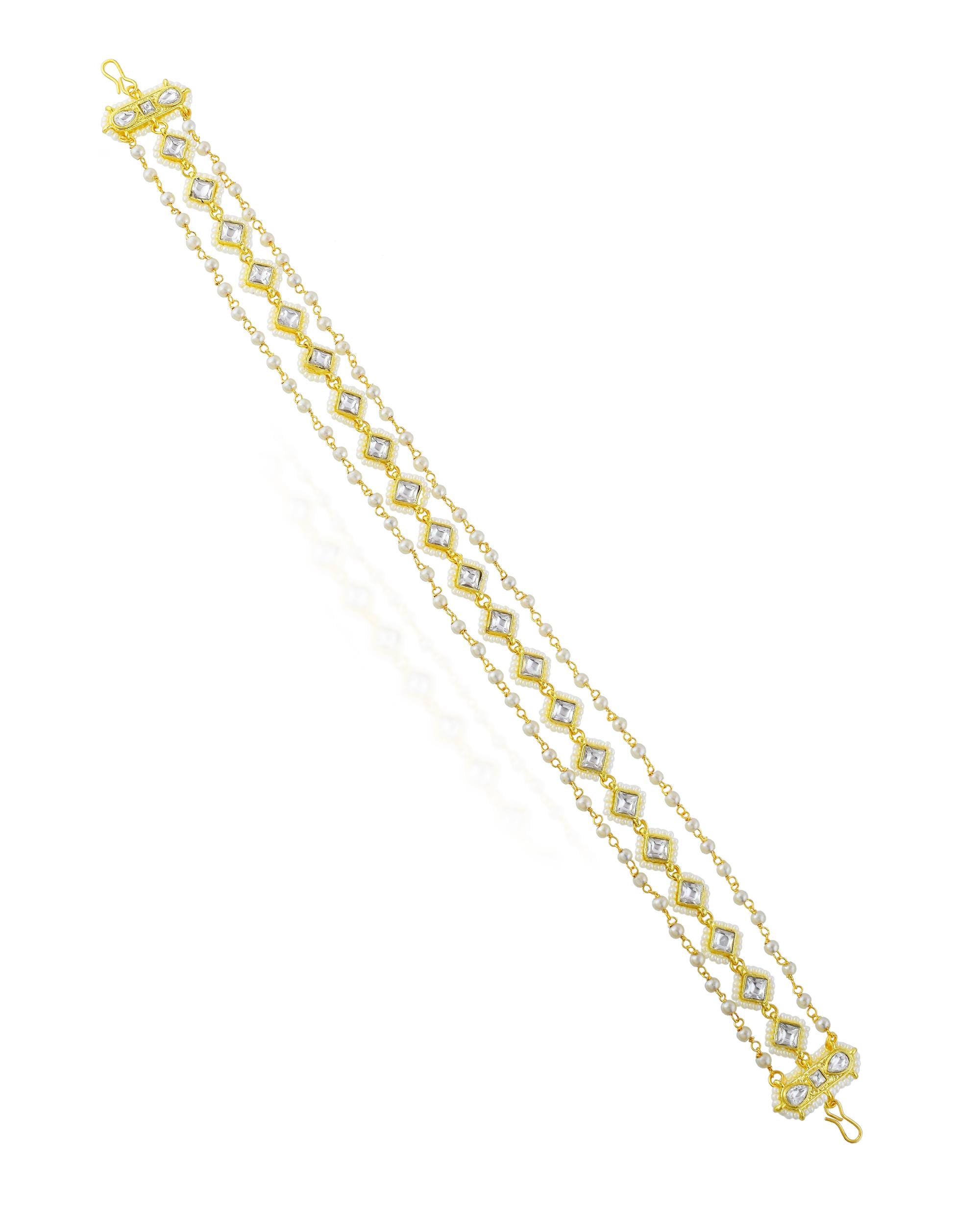 Kundan Pearl Sheeshpatti | Traditional Bridal Matha Patti Headpiece, Indian Wedding Jewelry