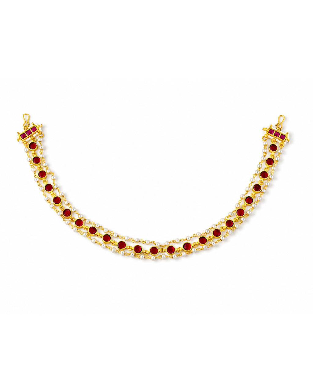 Antique Gold Kundan Sheeshpatti with Green Stones | Traditional Indian Bridal Headpiece