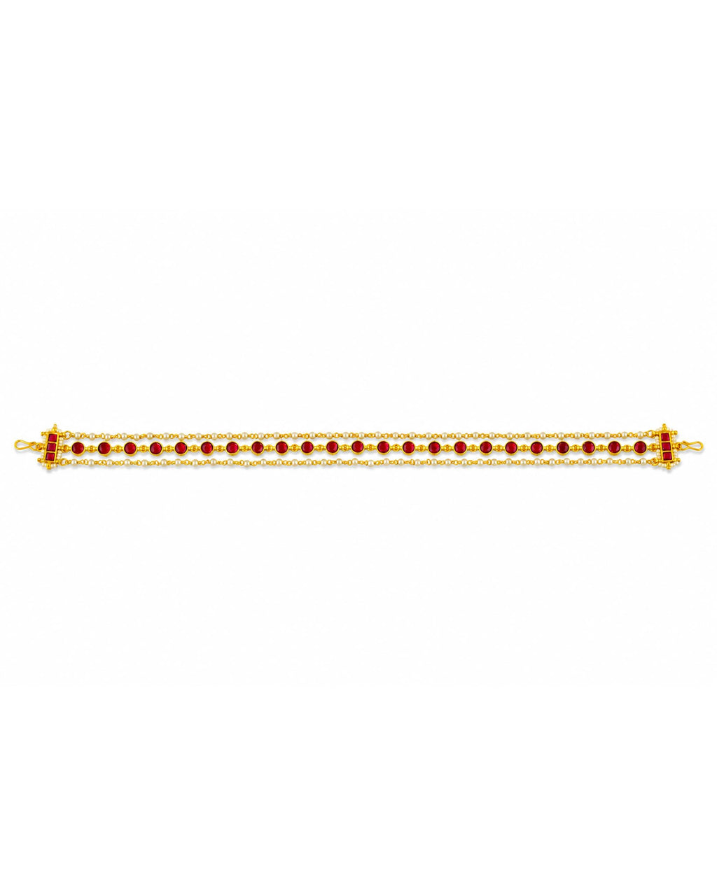 Antique Gold Kundan Sheeshpatti with Green Stones | Traditional Indian Bridal Headpiece
