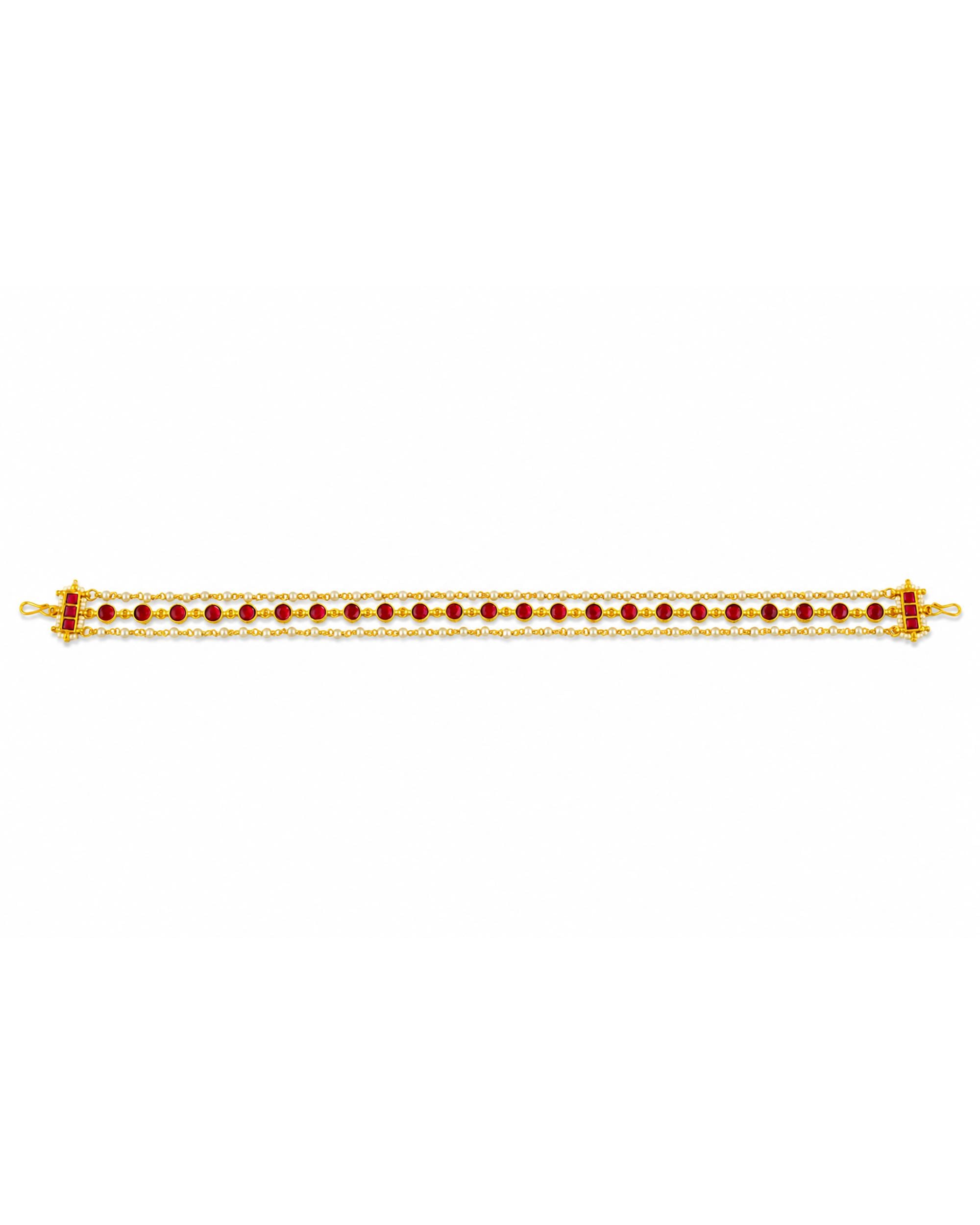Antique Gold Kundan Sheeshpatti with Green Stones | Traditional Indian Bridal Headpiece