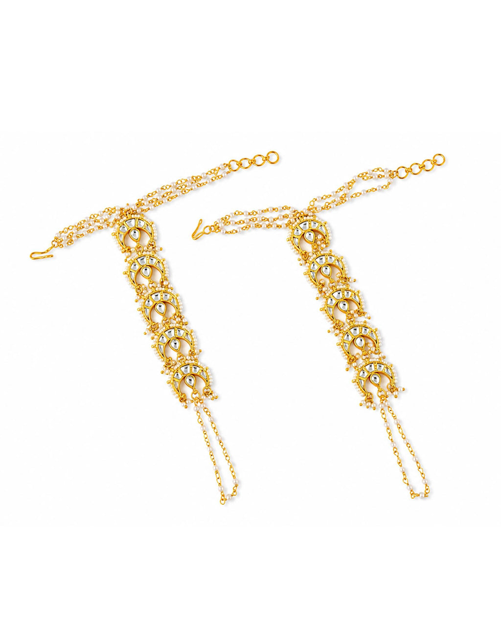 Traditional Kundan Hathphool Hand Harness | Pearl & Stone Hand Accessory