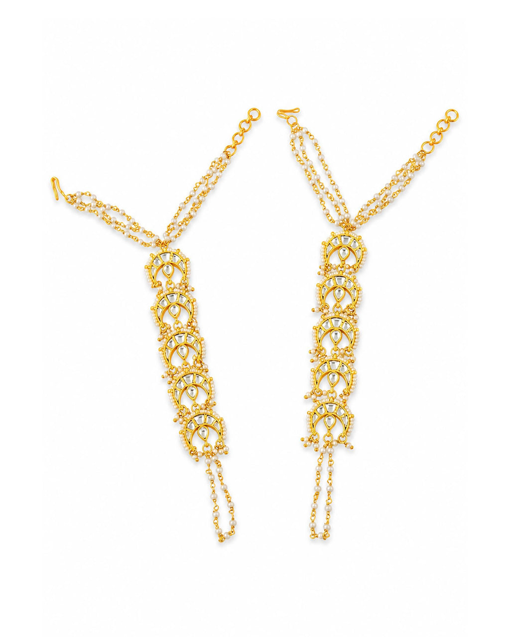 Traditional Kundan Hathphool Hand Harness | Pearl & Stone Hand Accessory