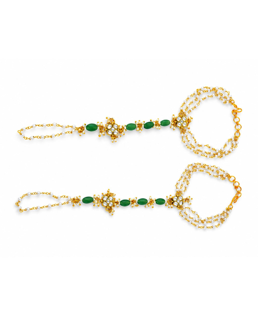 Traditional Kundan Hathphool Hand Harness | Indian Bridal Pearl Stone Hand Accessory
