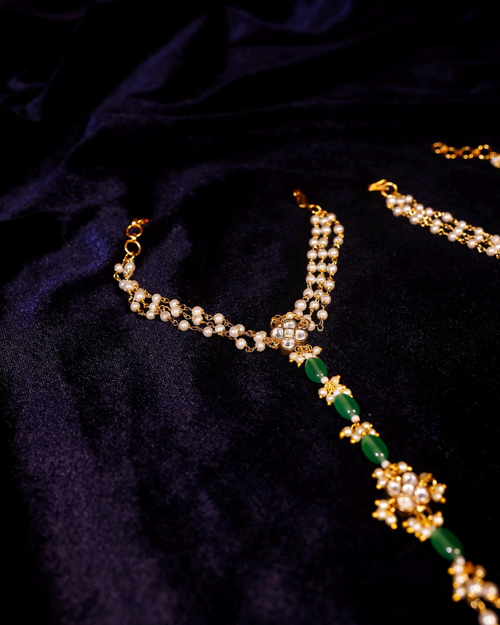 Traditional Kundan Hathphool Hand Harness | Indian Bridal Pearl Stone Hand Accessory