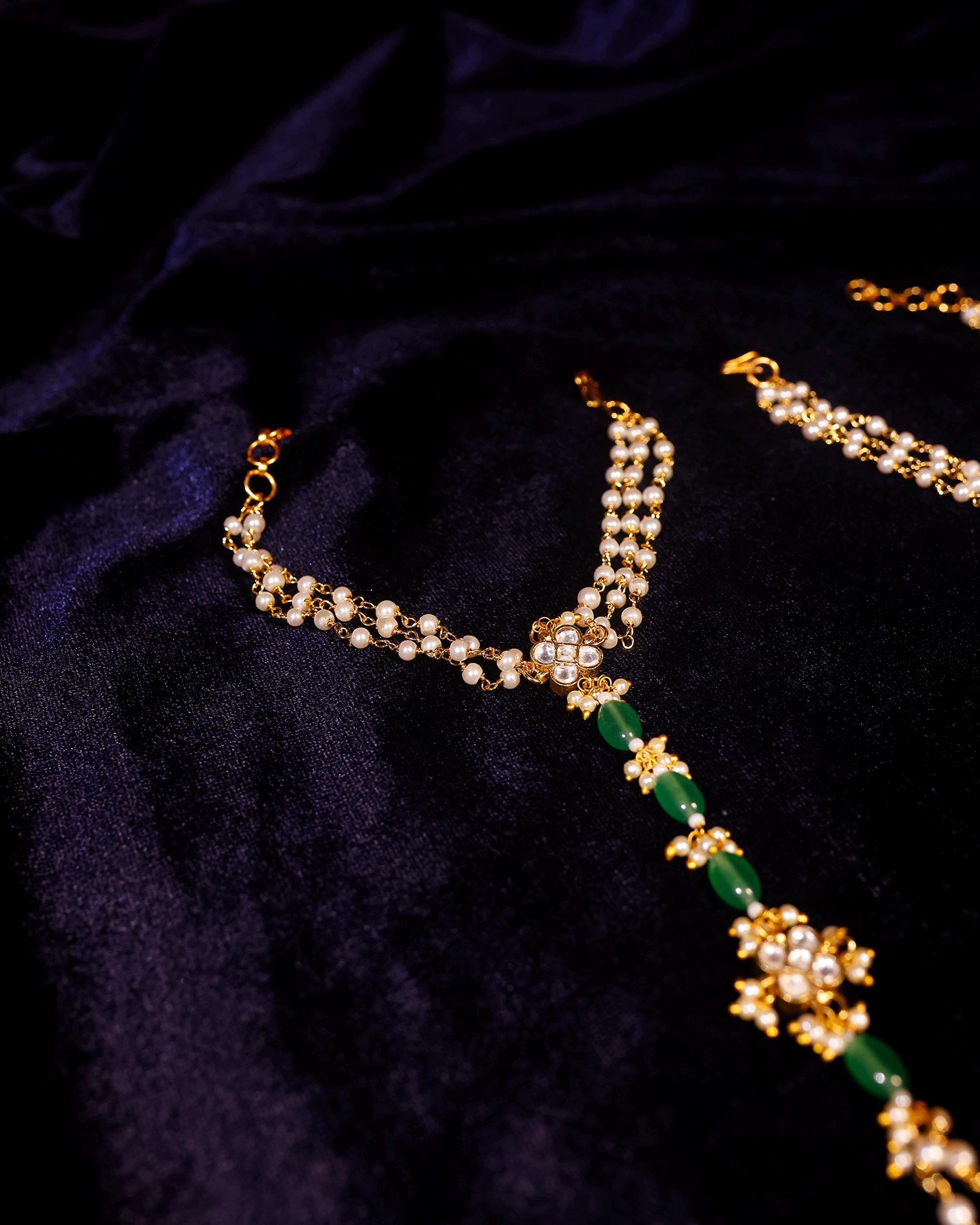 Traditional Kundan Hathphool Hand Harness | Indian Bridal Pearl Stone Hand Accessory