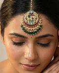 Multicolor Kundan Mang Tikka | Indian Bridal Headpiece, Meenakari Enamel, Pearl Fringe