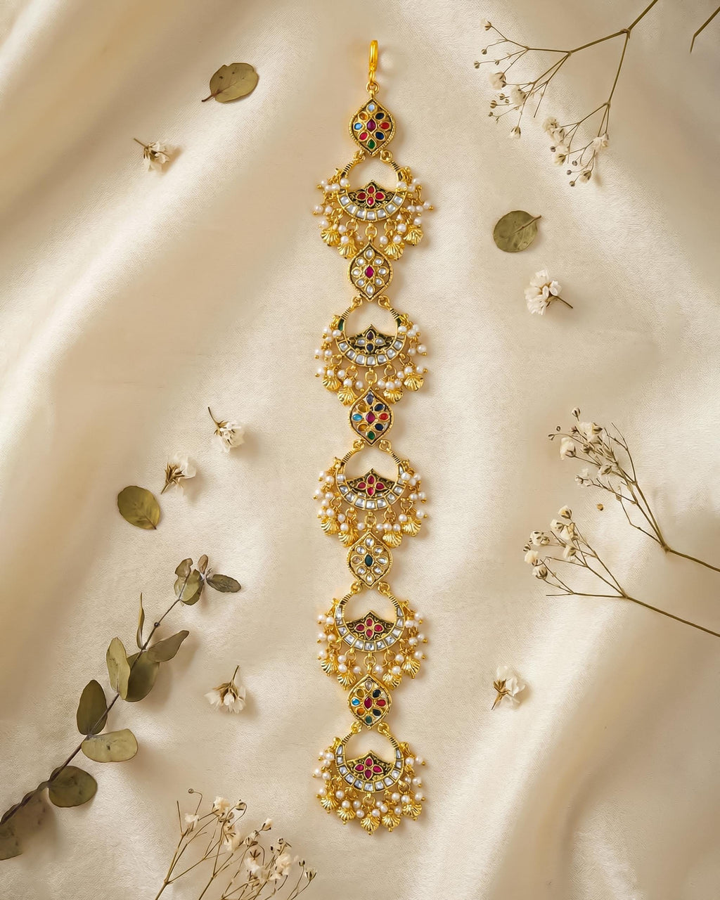 Traditional Bridal Choti | Kundan Meenakari Braid Ornament | Heritage Wedding Hair Accessory