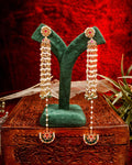 Royal Pearl Jhumka Earrings with Chandbali Drape | Indian Bridal Statement Meenakari Jewelry