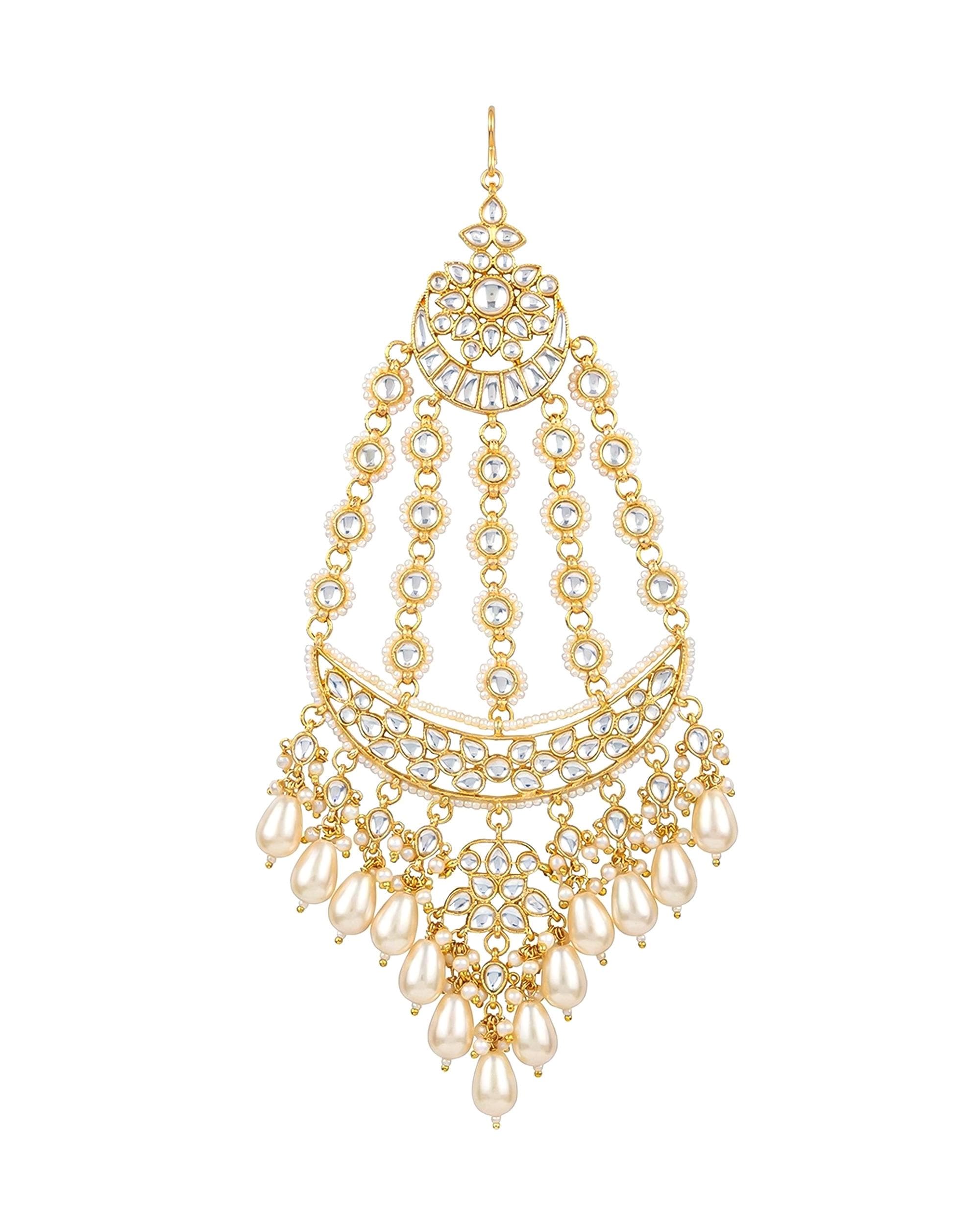 Traditional Kundan & Pearl Passa | Ethnic Indian Bridal Jhumar | Statement Side Headpiece | Heritage Wedding Accessory