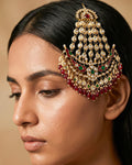 Traditional Kundan Meenakari Passa | Ruby Emerald Bridal Jhumar Headpiece