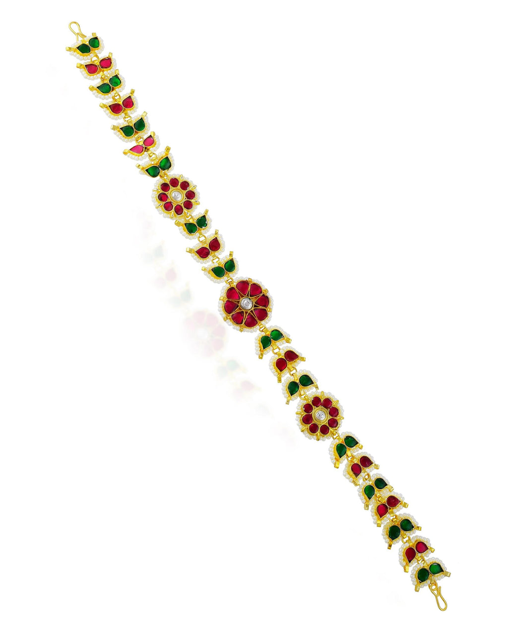 Traditional Kundan Meenakari Sheeshpatti | Ruby Emerald Stone Headband, Ethnic Bridal Accessory