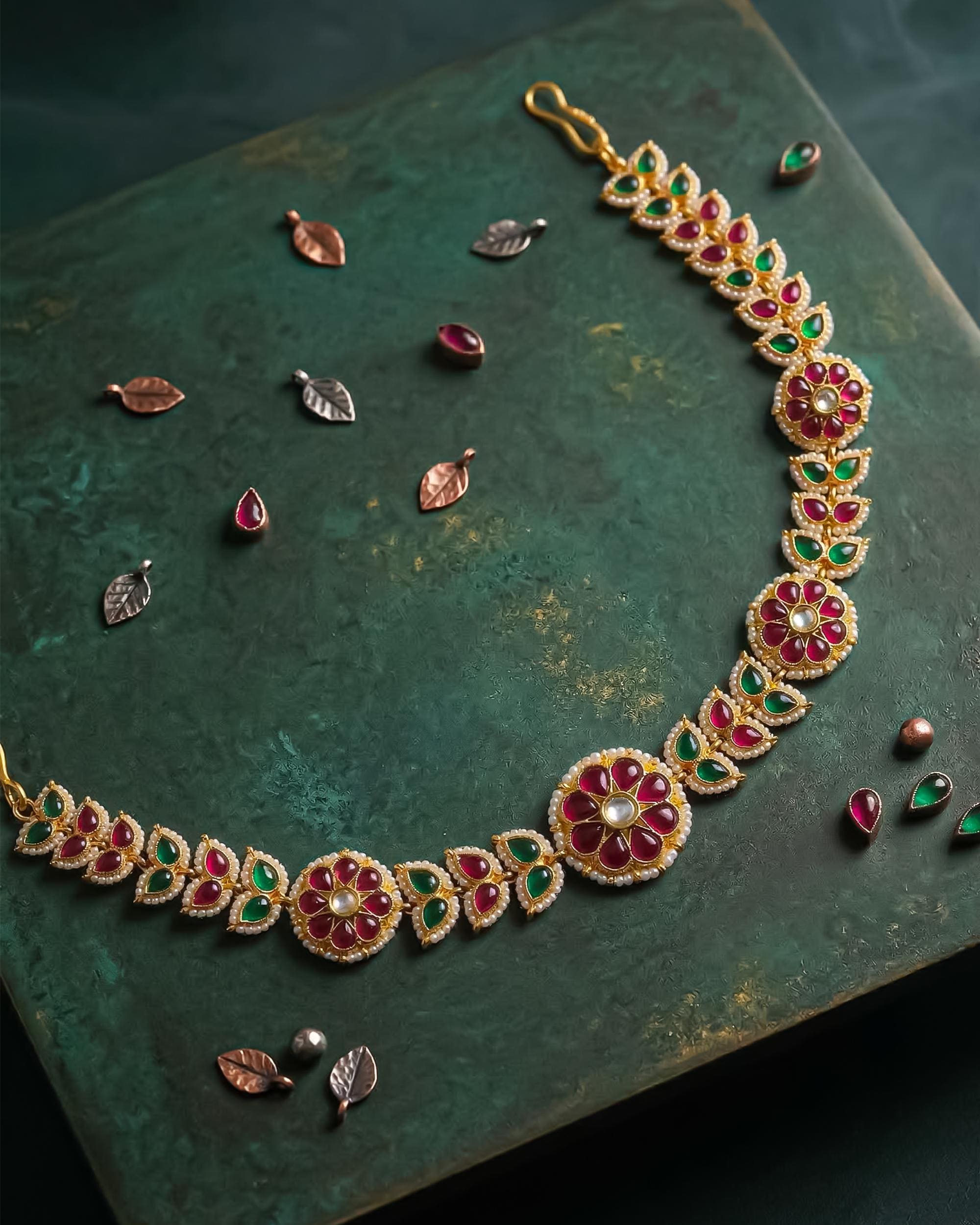 Traditional Kundan Meenakari Sheeshpatti | Ruby Emerald Stone Headband, Ethnic Bridal Accessory