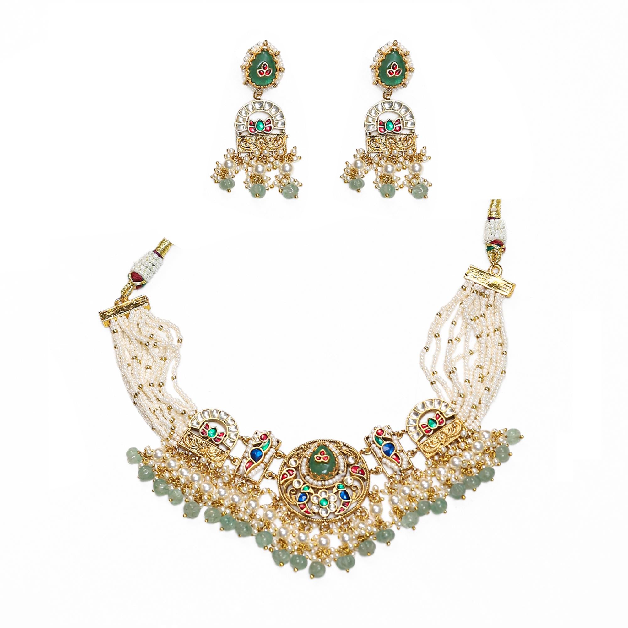 Traditional Kundan Necklace, Indian Wedding Jewelry, Adjustable Bridal Necklace, Meenakari Jadau Jewelry, Ethnic Gift