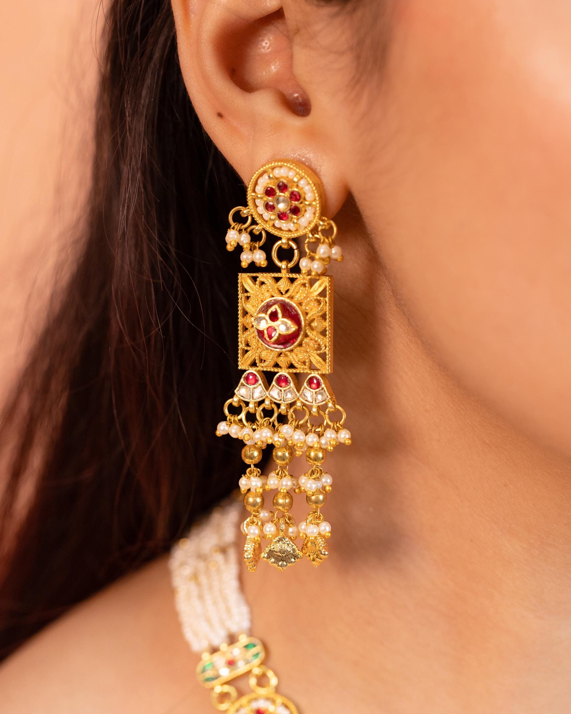 Handcrafted Kundan & Pearl Necklace Set | Royal Indian Bridal Jewelry | Statement Ethnic Choker for Weddings