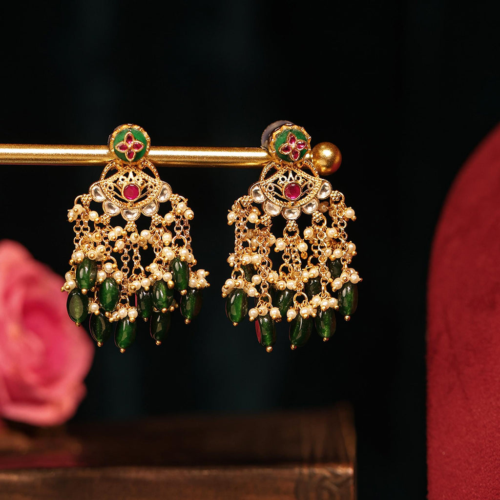Handcrafted Pearl Enamel Necklace Set | Royal Indian Bridal Jewelry, Emerald Ruby Choker