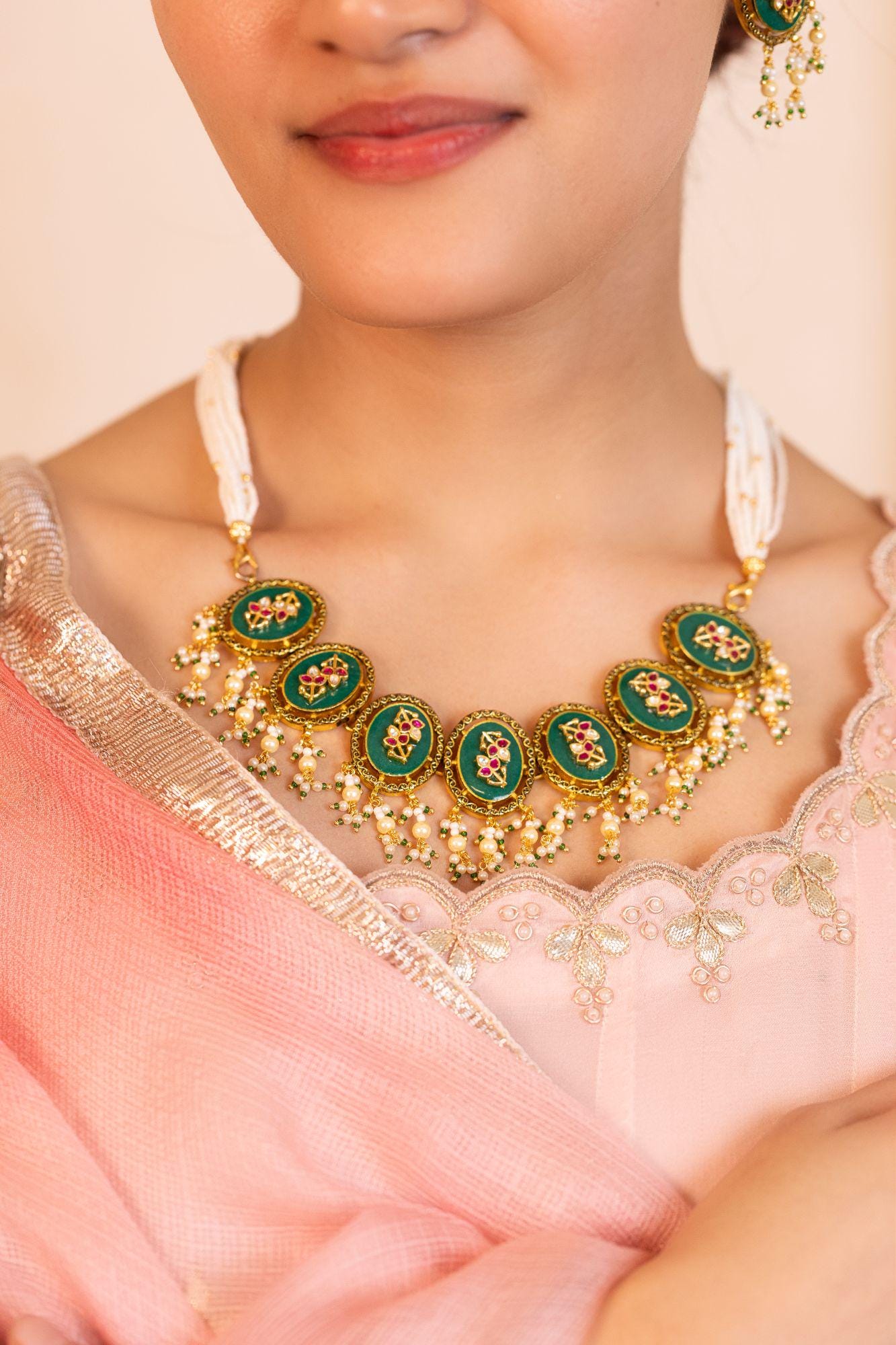 Handcrafted Kundan Choker Set | Traditional Indian Bridal Pearl Necklace