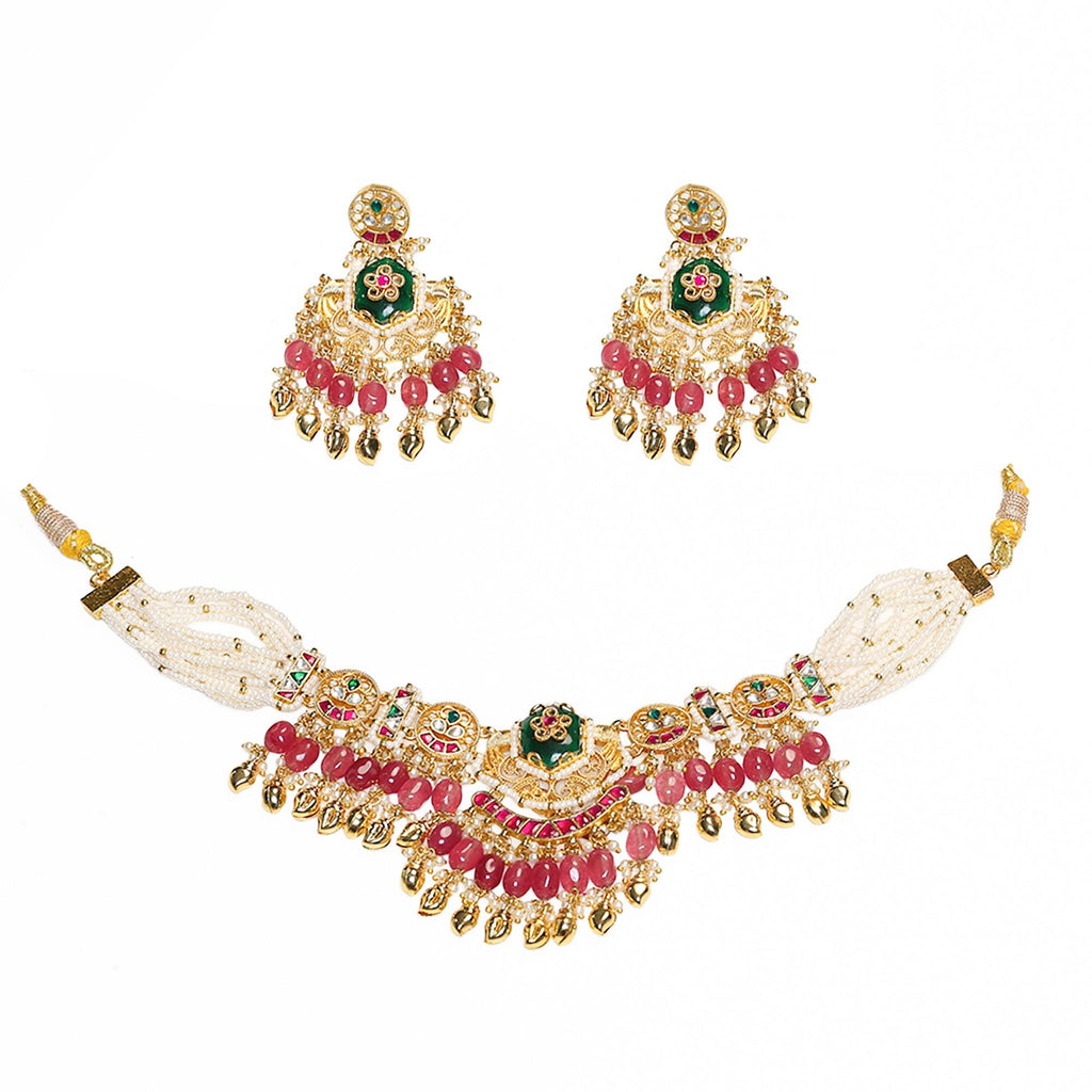 Handcrafted Kundan Choker Set | Traditional Indian Bridal Jewelry, Emerald Green Statement Necklace