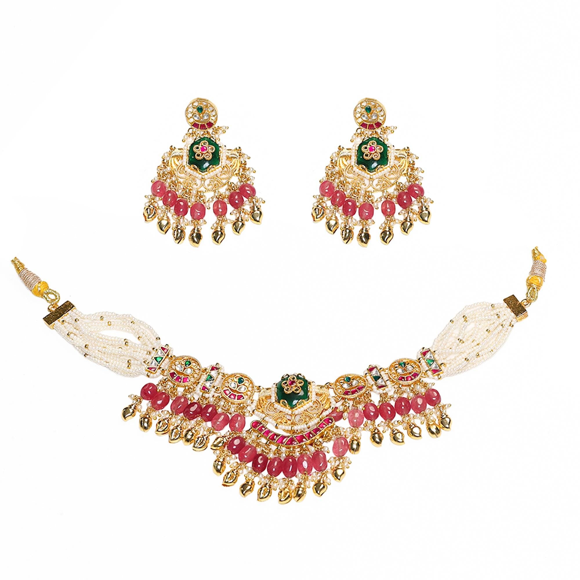 Handcrafted Kundan Choker Set | Traditional Indian Bridal Jewelry, Emerald Green Statement Necklace