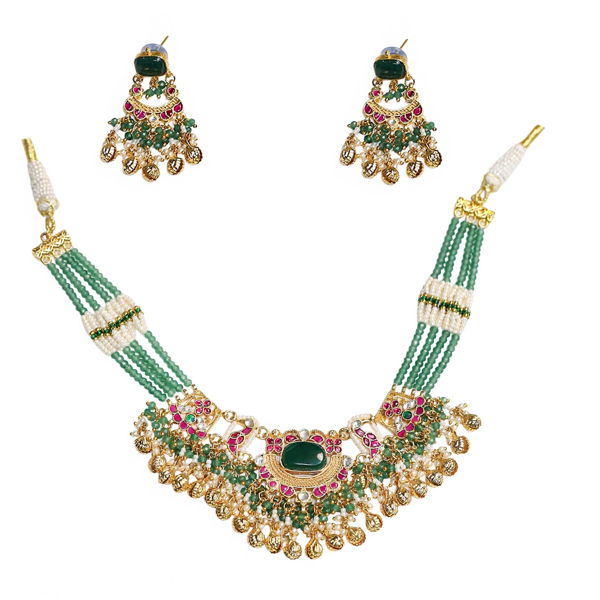 Emerald Green Choker Set | Indian Bridal Jewelry, Festive Statement Necklace