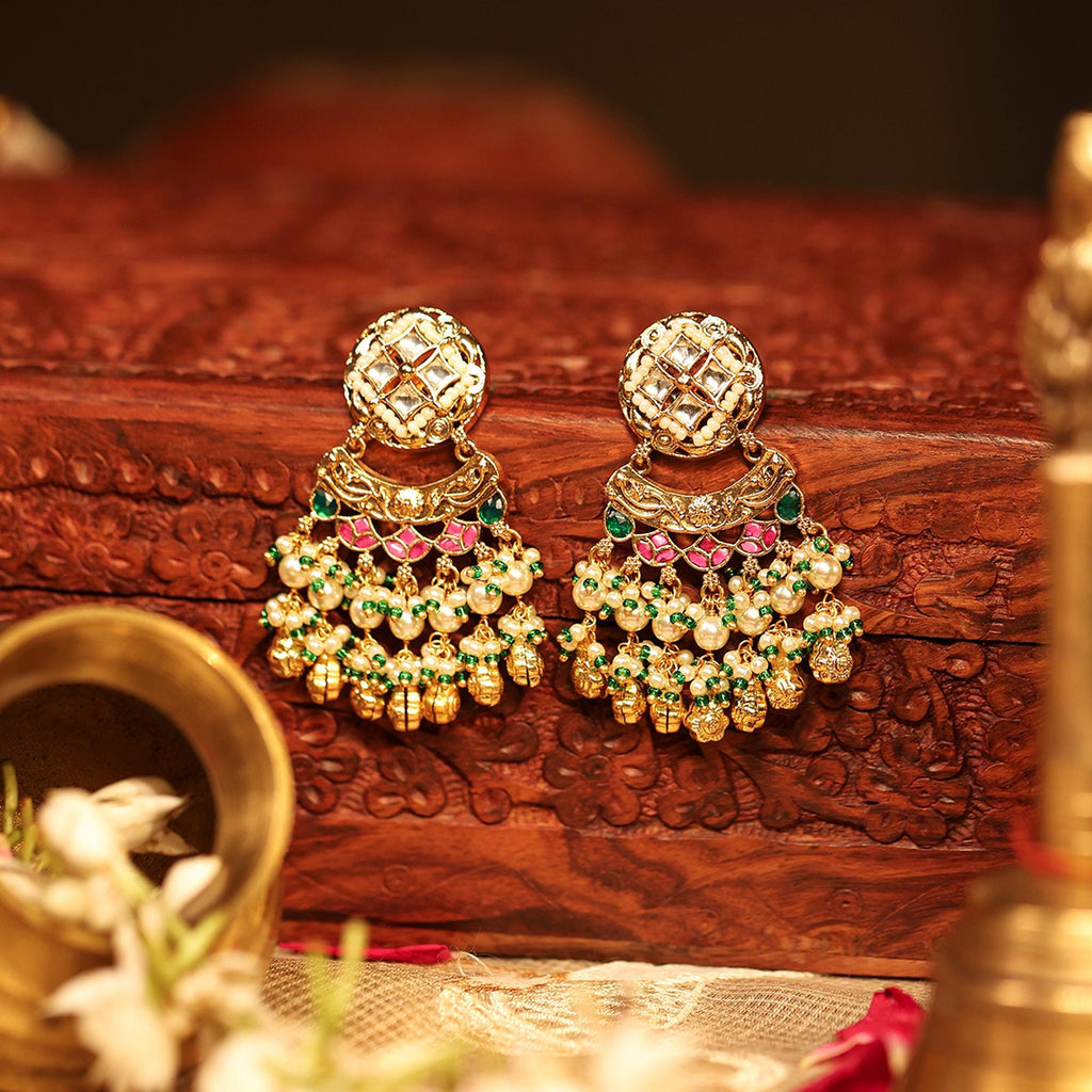 Meenakari Tree of Life Necklace Set | Seed Pearl Emerald Green Festive Statement Jewelry