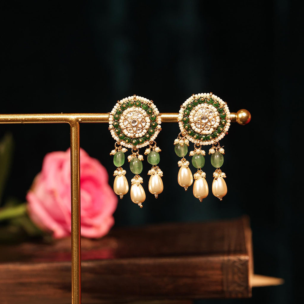 Green Kundan Pearl Choker Set | Traditional Indian Bridal Jewelry, Ethnic Necklace Earrings