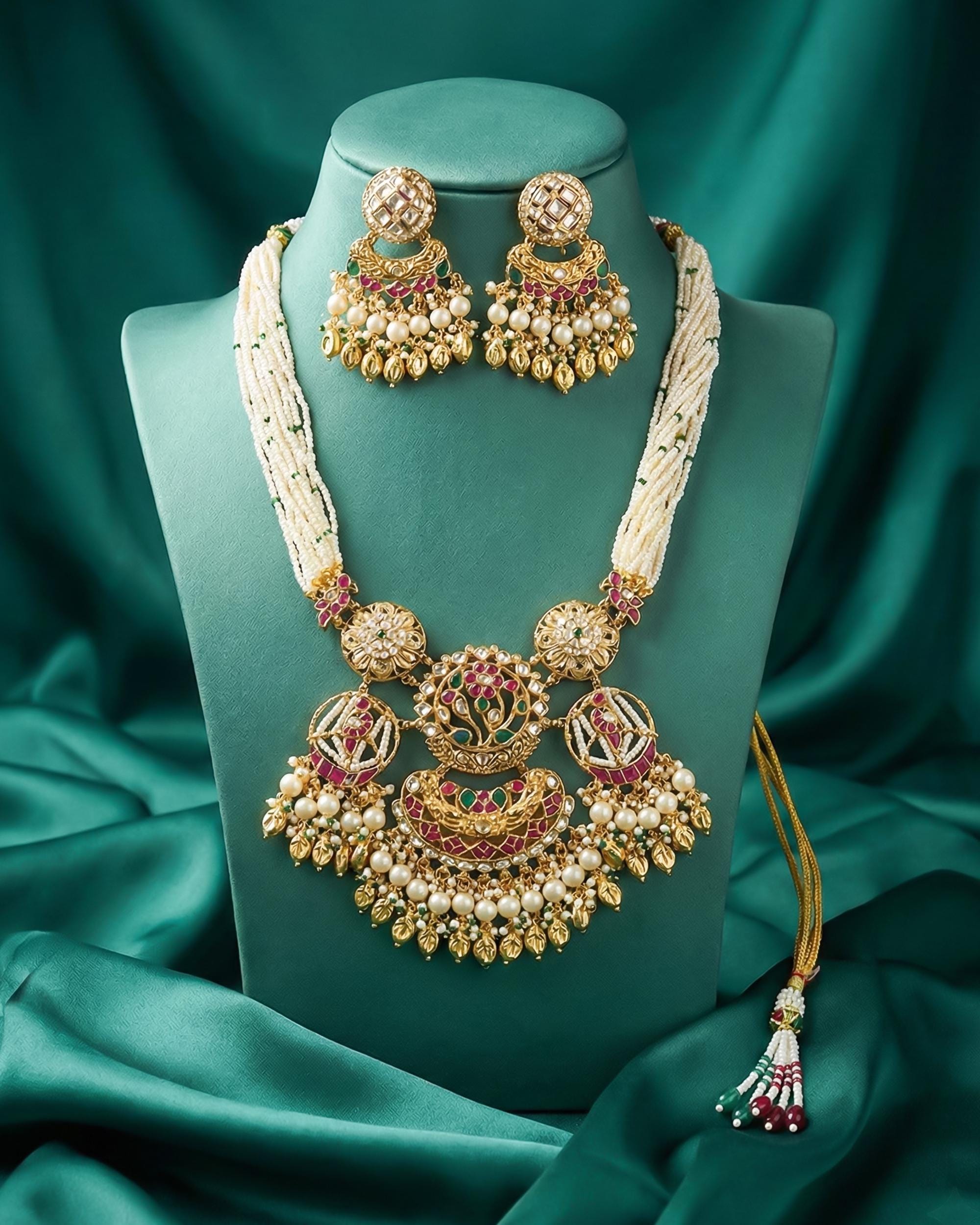 Royal Mughal Tree of Life & Dancing Figure Long Pendant Mala Set