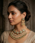 Imperial Mughal Medallion Choker Set with Vibrant Pink Accents & Pearl Cascade