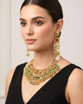 Antique Gold Elephant Choker Necklace Set with Ruby Emerald Kundan Bridal Jewelry